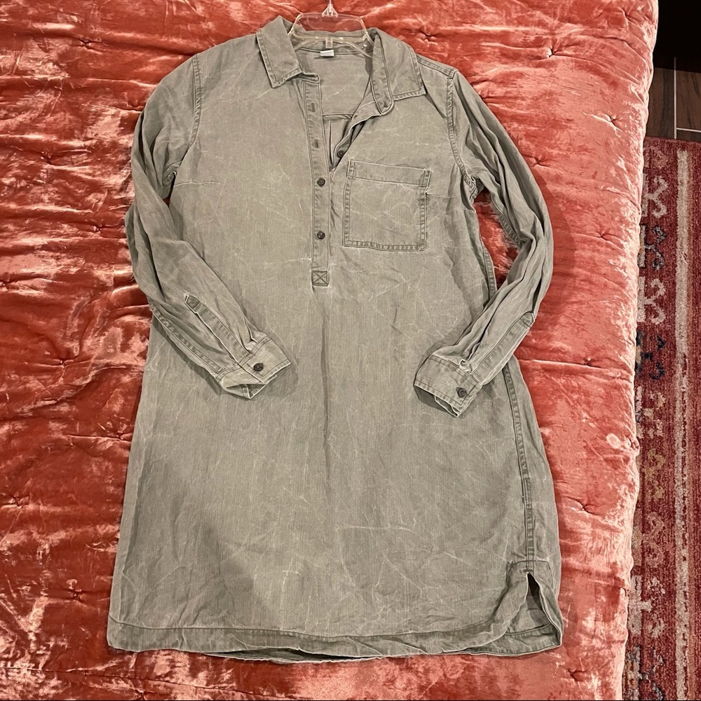 Army green olive shirt dress